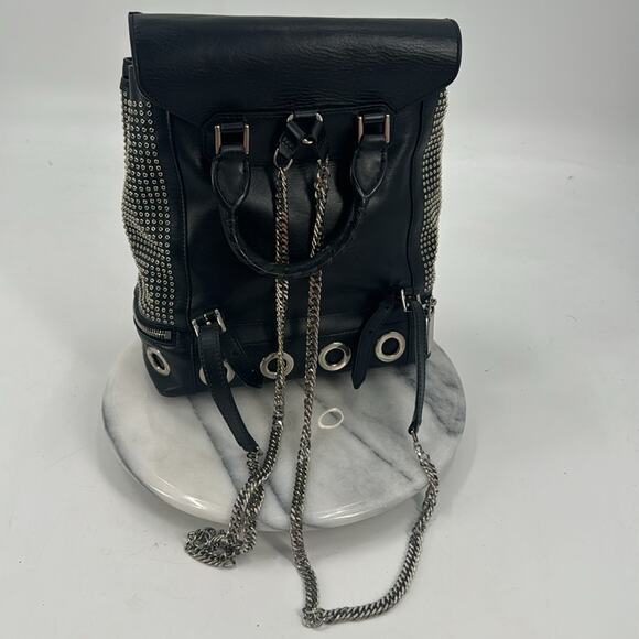 Alexander McQueen black calfskin leather grommet backpack - Picture 4 of 16